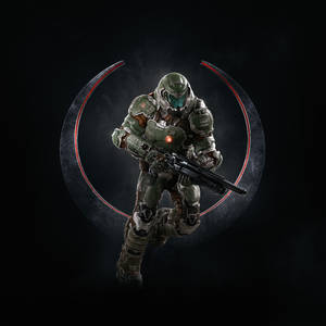 Fearless Doomguy In Quake Champions Action Wallpaper