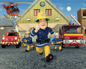 Fearless Firefighter Rushing To The Rescue Wallpaper