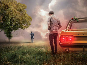 Feeling Alone By Car Wallpaper