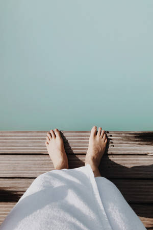 Feet On Wooden Floor Wallpaper