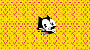 Felix The Cat Face In Yellow Wallpaper