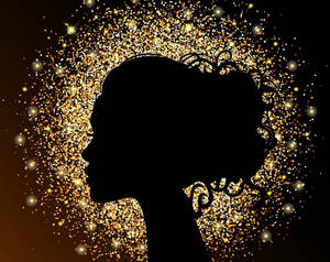 Female Silhouette In Gold Dust Wallpaper