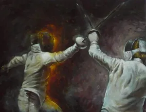 Fencing Sport Painting Wallpaper