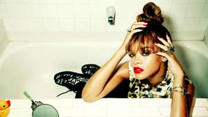 Fenty Rihanna In A Bathtub Wallpaper