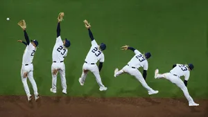Fernando Tatis Jr Jump Collage Wallpaper