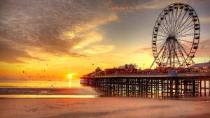 Ferris Wheel By The Beach Wallpaper