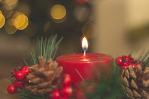 Festive And Serene High Resolution Christmas Candle Image Wallpaper