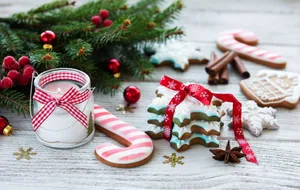 Festive Christmas Cookiesand Decorations Wallpaper