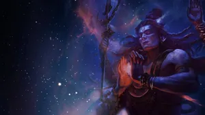 Fierce Lord Shiva Cosmic Backdrop Wallpaper