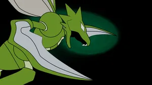 Fierce Scyther Poised For Battle Wallpaper