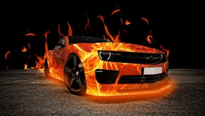 Fiery Beast - A Cool 3d Car On Fire Wallpaper