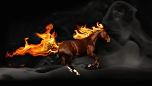 Fiery Brown Running Horse Wallpaper