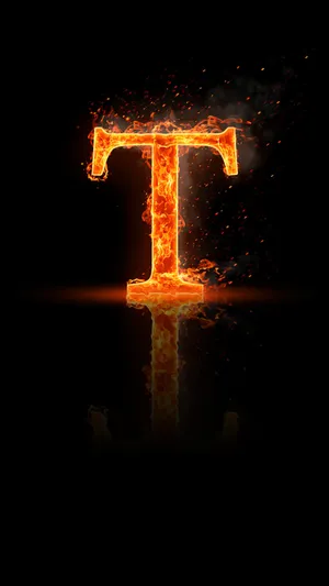 Fiery Orange Letter T Wallpaper
