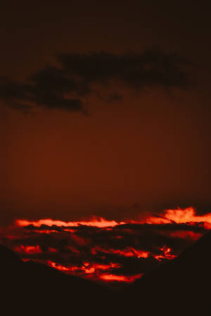 Fiery Red Clouds In Red Orange Sunset Wallpaper