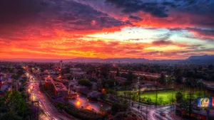 Fiery Red Los Angeles Sunset Wallpaper