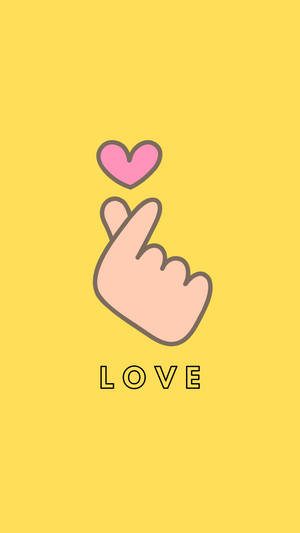 Finger Heart With The Word Love Wallpaper