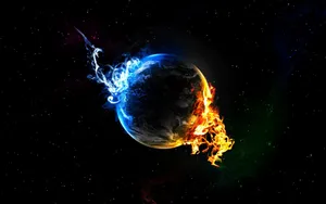 Fire And Ice Earth Wallpaper