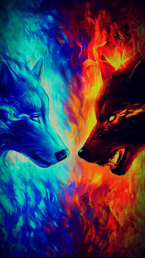 Fire And Ice Wolf Iphone Wallpaper