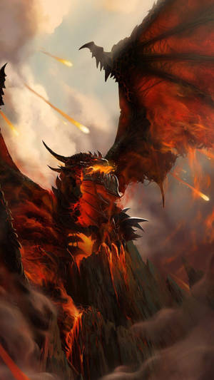 Fire Dragon With Glowing Lava Skin Wallpaper