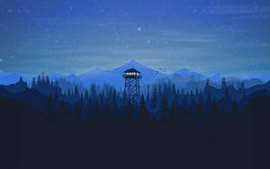 Fire Lookout Tower Blue Tonal Ombre Wallpaper