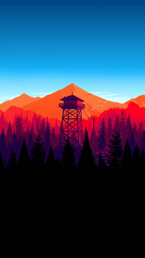 Fire Lookout Tower Vector Top Iphone Wallpaper