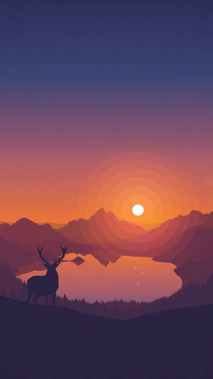 Firewatch Deer And Lake At Sunset Wallpaper