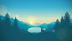 Firewatch Deer At Lake Sunrise Wallpaper