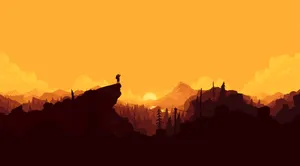 Firewatch Henry On Yellow Sunset Wallpaper