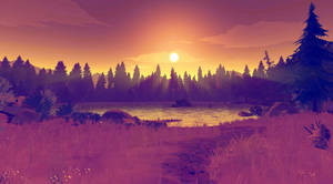 Firewatch Jonesy Lake At Sunset Wallpaper