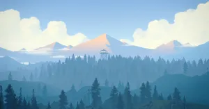 Firewatch Mountains On Cloudy Sky Wallpaper