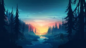 Firewatch River Gaming Landscape Wallpaper