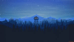 Firewatch Tower Blue Winter Night Wallpaper