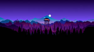 Firewatch Tower On Blue Purple Forest Wallpaper