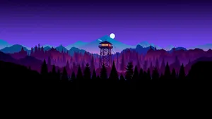 Firewatch Tower On Blue Purple Forest Wallpaper