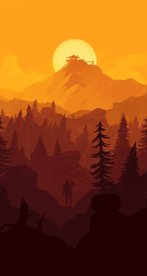 Firewatch Tower On Gold Yellow Sun Wallpaper