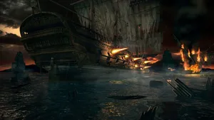 Firing Pirate Ship Wallpaper