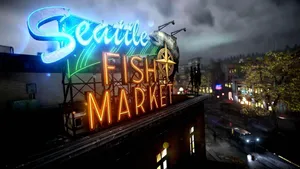 Fish Market Seattle At Night Wallpaper