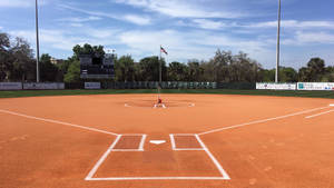 Flag In An Awesome Softball Field Wallpaper