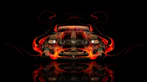 Flaming Fire Sports Car Wallpaper