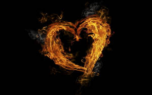 Flaming Heart Fire Background Wallpaper