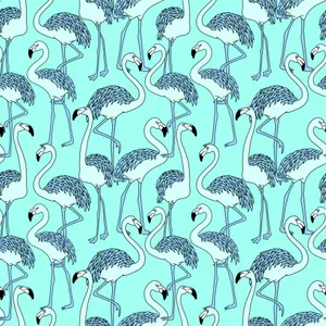 Flamingo Pattern In Turquoise Wallpaper