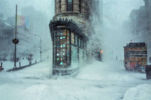 Flatiron Building Heavy Snowstorm Wallpaper