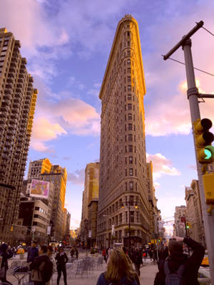 Flatiron Building Pink Sunset Sky Wallpaper