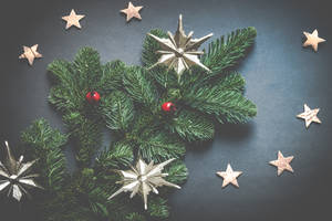 Flatlay Christmas Ornaments Wallpaper