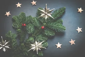 Flatlay Christmas Ornaments Wallpaper