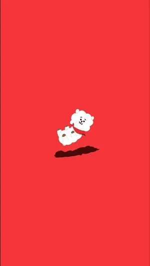 Floating Rj Bt21 In Red Wallpaper