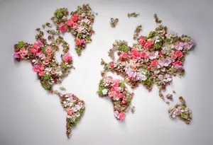 Floral World Map Artwork Wallpaper