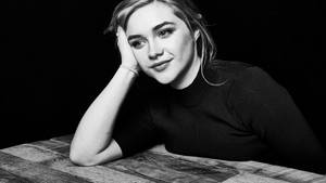 Florence Pugh Black And White Wallpaper