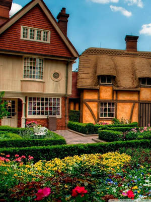 Flower Garden House Wallpaper