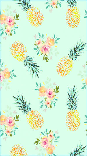 Flowers And Pineapples Pretty Phone Wallpaper